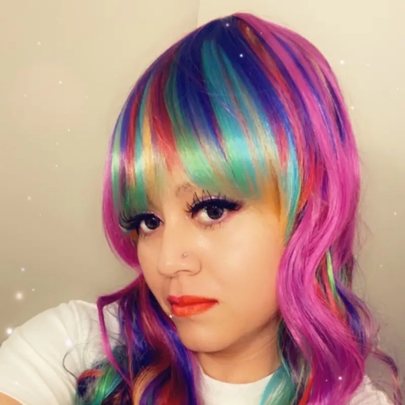 Long Rainbow Curly Wig - Perfect for Cosplay, Prom, and Anime Fans  Durability. - Picture 9 of 15